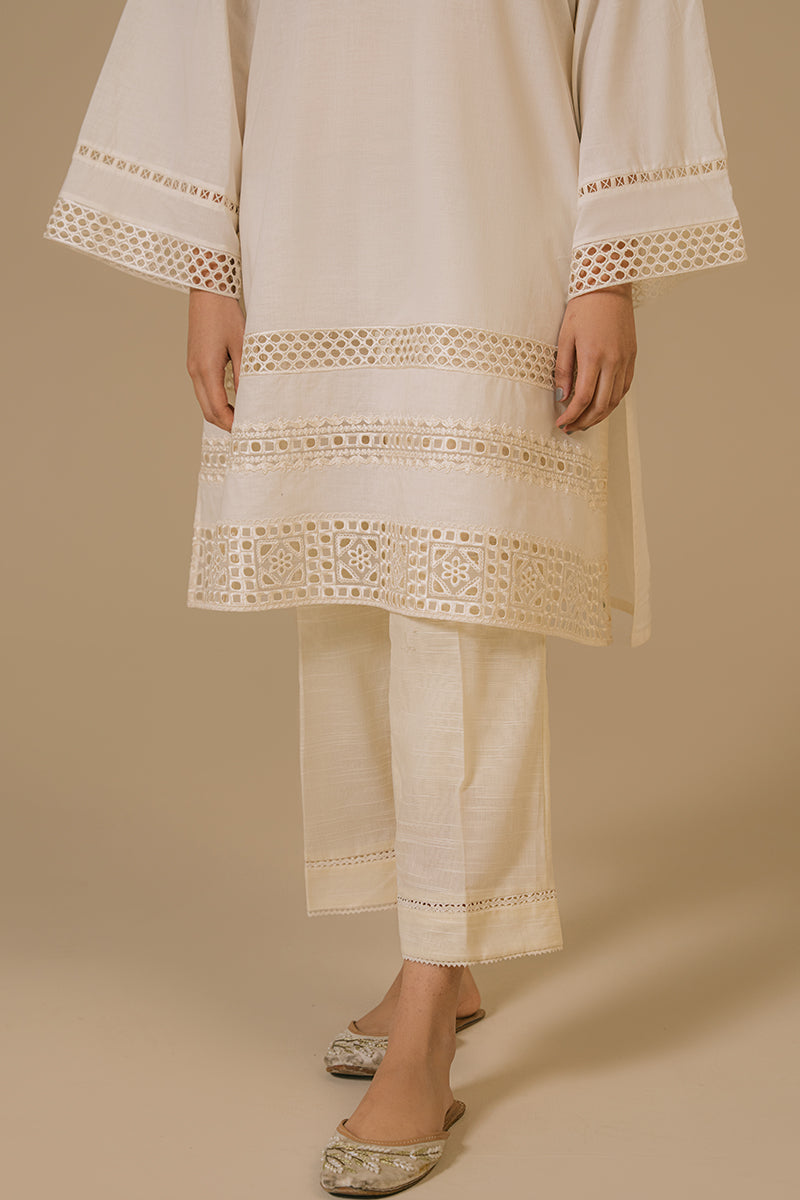 Cross Stitch | Basic Pret | Ivory Mist-Lawn Embroidered Shirt