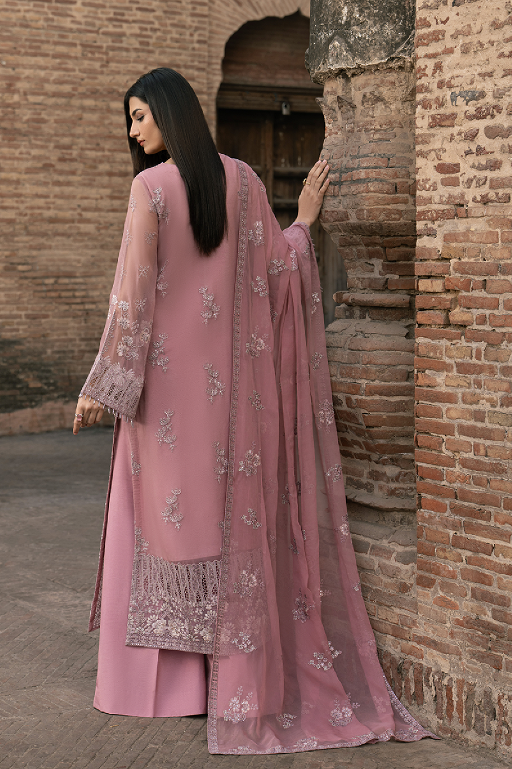 Lavish Premium | Hamsafar Luxury Chiffon | Floral Pink