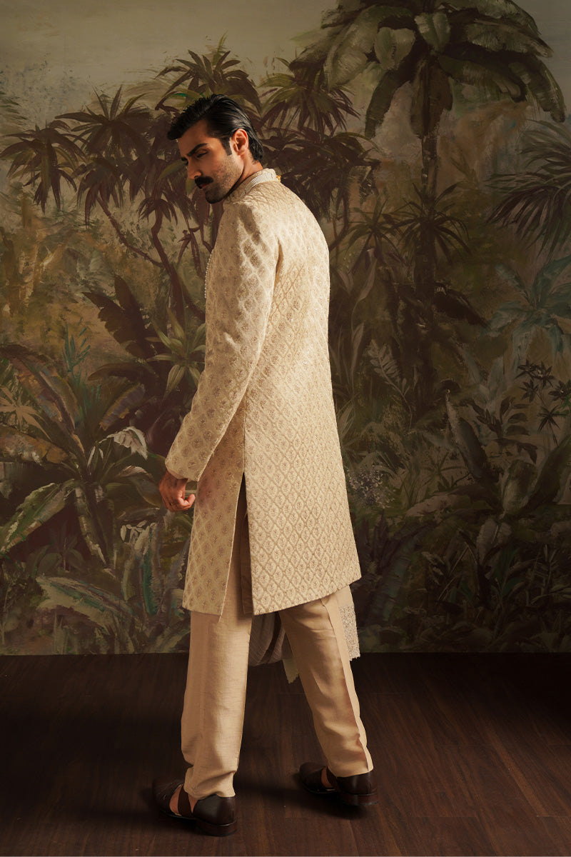 Republic By Omar Farooq | Sherwani Couture | "Hasnain" Champagne Embroidered Sherwani -  Republic by Omar Farooq SHERWANI COUTURE - Original Designer Dress - House of Maryam