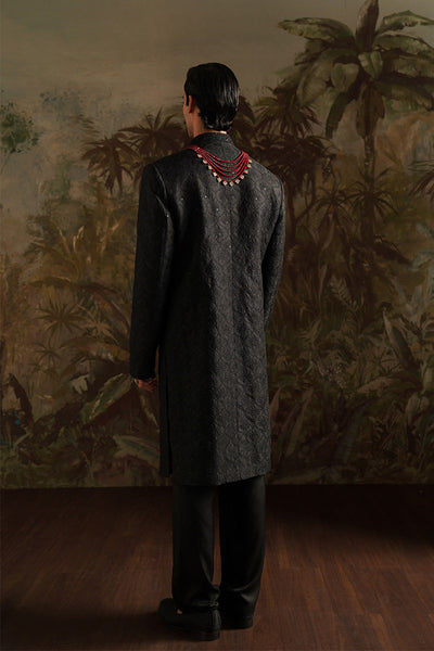 Republic By Omar Farooq | Sherwani Couture | "Ayan" Black Embroidered Sherwani -  Republic by Omar Farooq SHERWANI COUTURE - Original Designer Dress - House of Maryam
