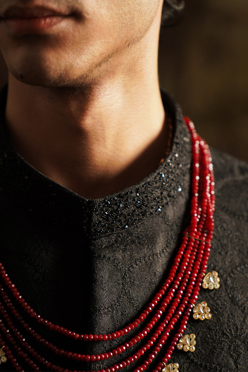 Republic By Omar Farooq | Sherwani Couture | "Ayan" Black Embroidered Sherwani -  Republic by Omar Farooq SHERWANI COUTURE - Original Designer Dress - House of Maryam