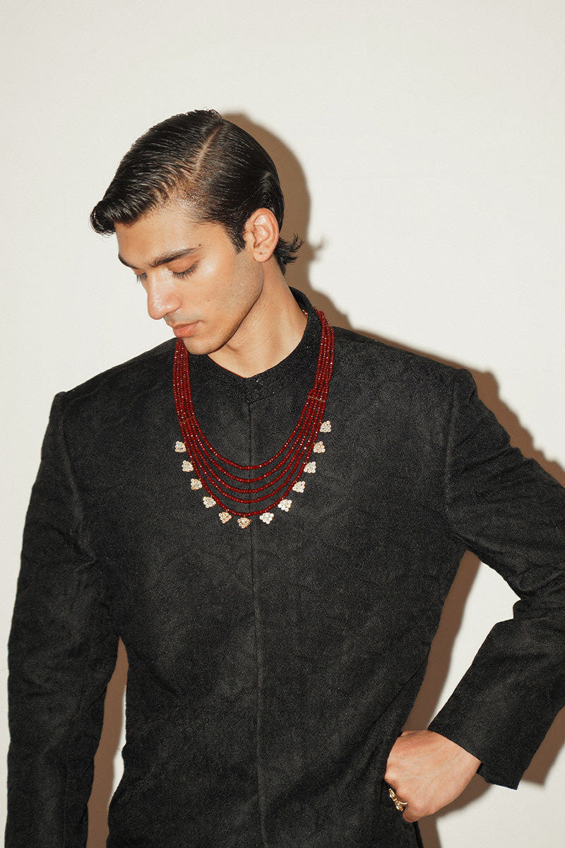 Republic By Omar Farooq | Sherwani Couture | "Ayan" Black Embroidered Sherwani -  Republic by Omar Farooq SHERWANI COUTURE - Original Designer Dress - House of Maryam