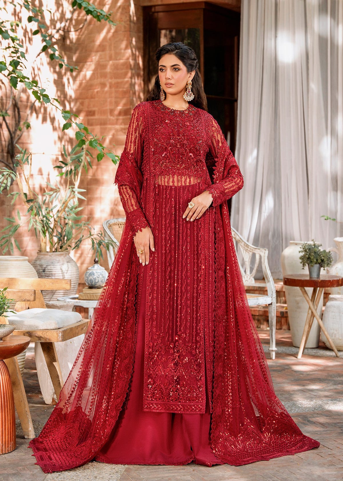 Akbar Aslam Gul Mohr net formal suit