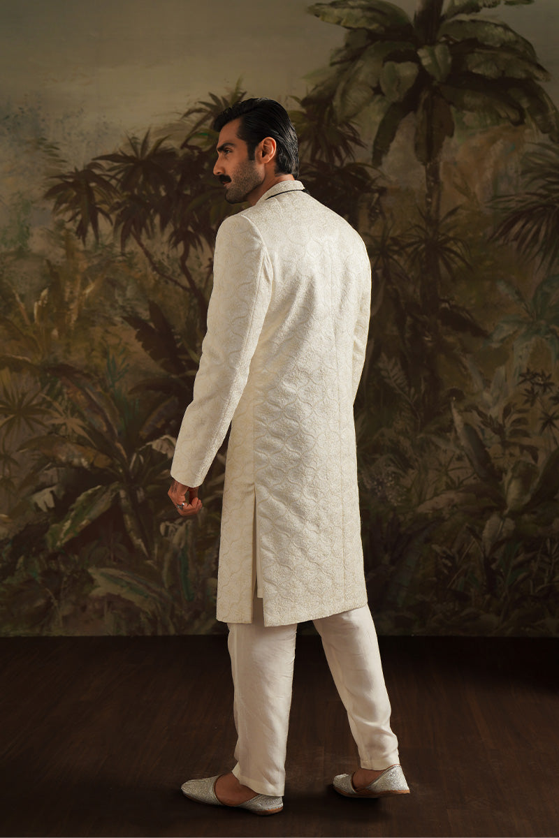 Republic By Omar Farooq | Sherwani Couture | "Abdul" Ivory White Embroidered Sherwani -  Republic by Omar Farooq SHERWANI COUTURE - Original Designer Dress - House of Maryam