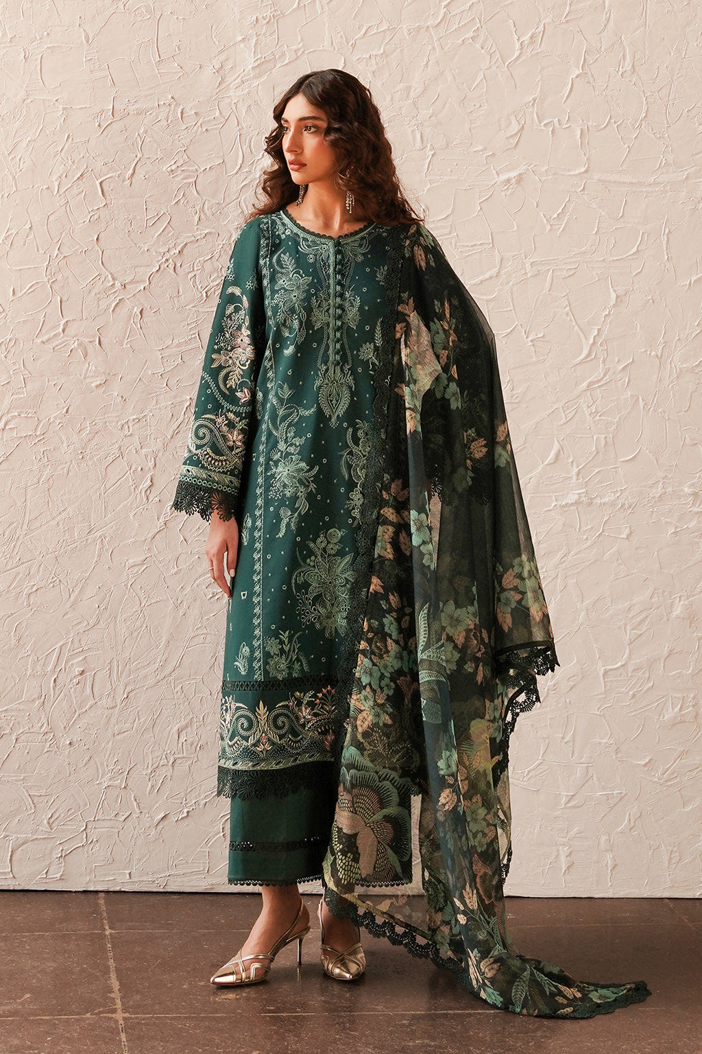 Afrozeh | Chikankari Lawn 24 | Viridian -  Afrozeh Luxury - Original Designer Dress - House of Maryam