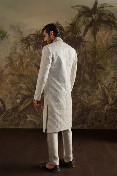 Republic By Omar Farooq | Sherwani Couture | "Alyan" Ice Grey Embroidered Sherwani -  Republic by Omar Farooq SHERWANI COUTURE - Original Designer Dress - House of Maryam
