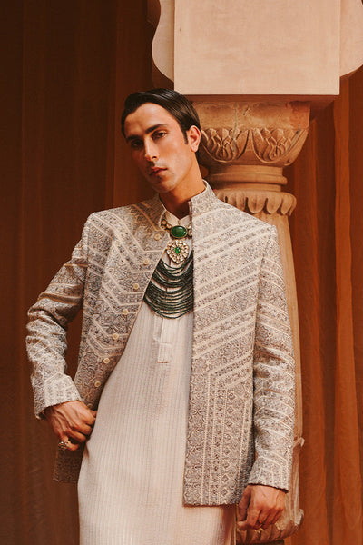 Republic By Omar Farooq | Luxury Rtw | "Rahat" Kurta Pajama -  Republic by Omar Farooq Luxury RTW - Original Designer Dress - House of Maryam