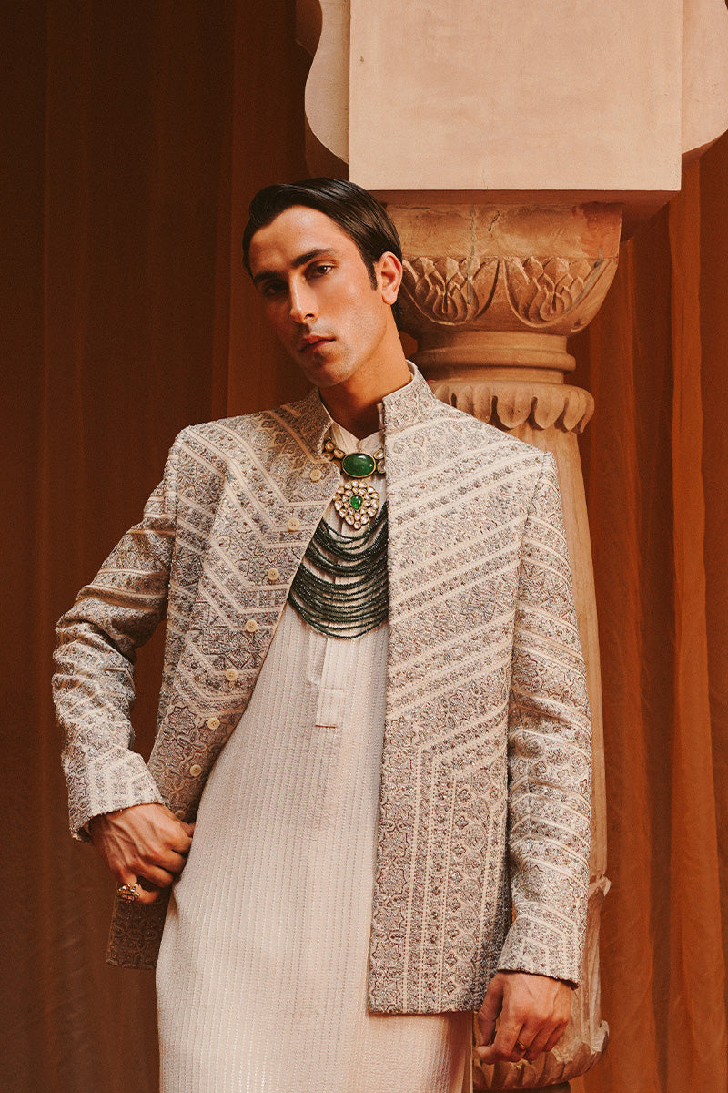Republic By Omar Farooq | Bandhgala Suit | "Rahat" Prince Jacket -  Republic by Omar Farooq Bandhgala Suit - Original Designer Dress - House of Maryam