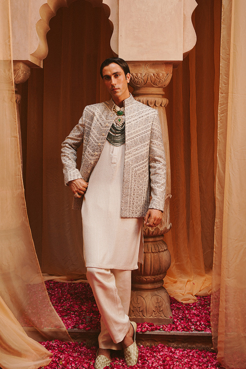 Republic By Omar Farooq | Luxury Rtw | "Rahat" Kurta Pajama -  Republic by Omar Farooq Luxury RTW - Original Designer Dress - House of Maryam