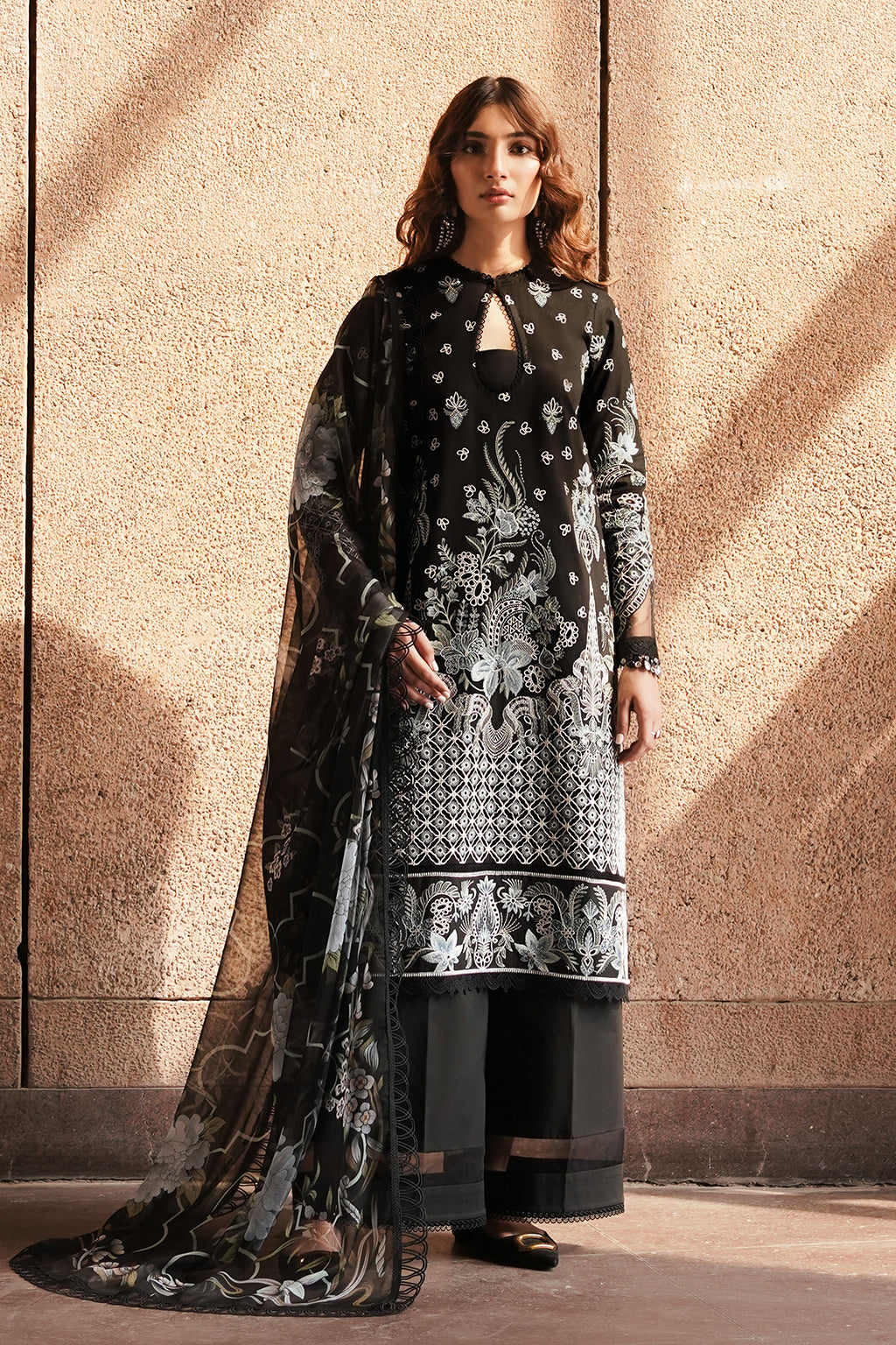 Afrozeh | Chikankari Lawn 24 | Caviar -  Afrozeh Luxury - Original Designer Dress - House of Maryam