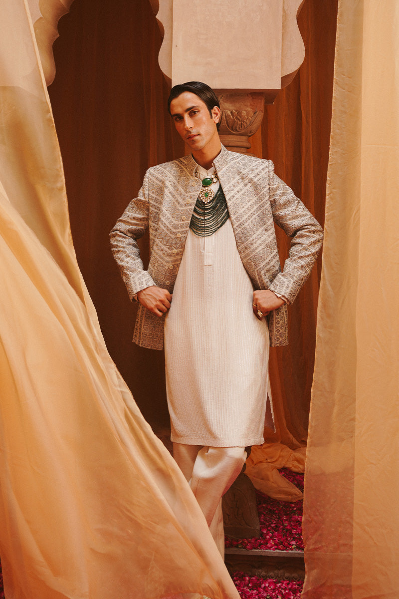 Republic By Omar Farooq | Luxury Rtw | "Rahat" Kurta Pajama -  Republic by Omar Farooq Luxury RTW - Original Designer Dress - House of Maryam