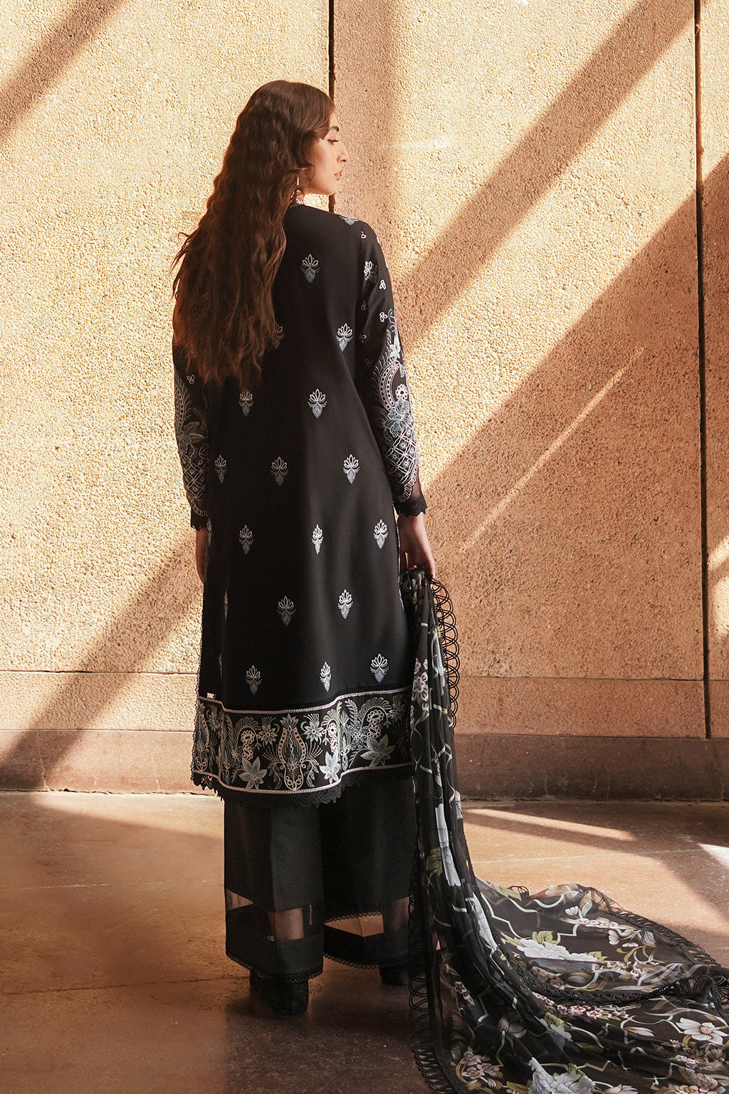 Afrozeh | Chikankari Lawn 24 | Caviar -  Afrozeh Luxury - Original Designer Dress - House of Maryam