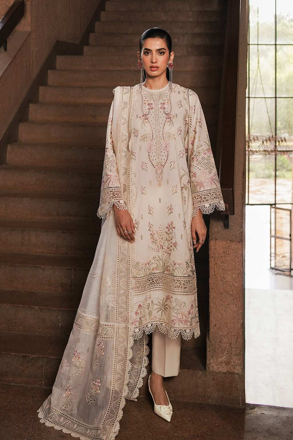 Afrozeh | Chikankari Lawn 24 | Gypsum by Designer Afrozeh - House of Maryam - Pakistani Designer Ethnic Wear in {{ shop.shopifyCountryName }}