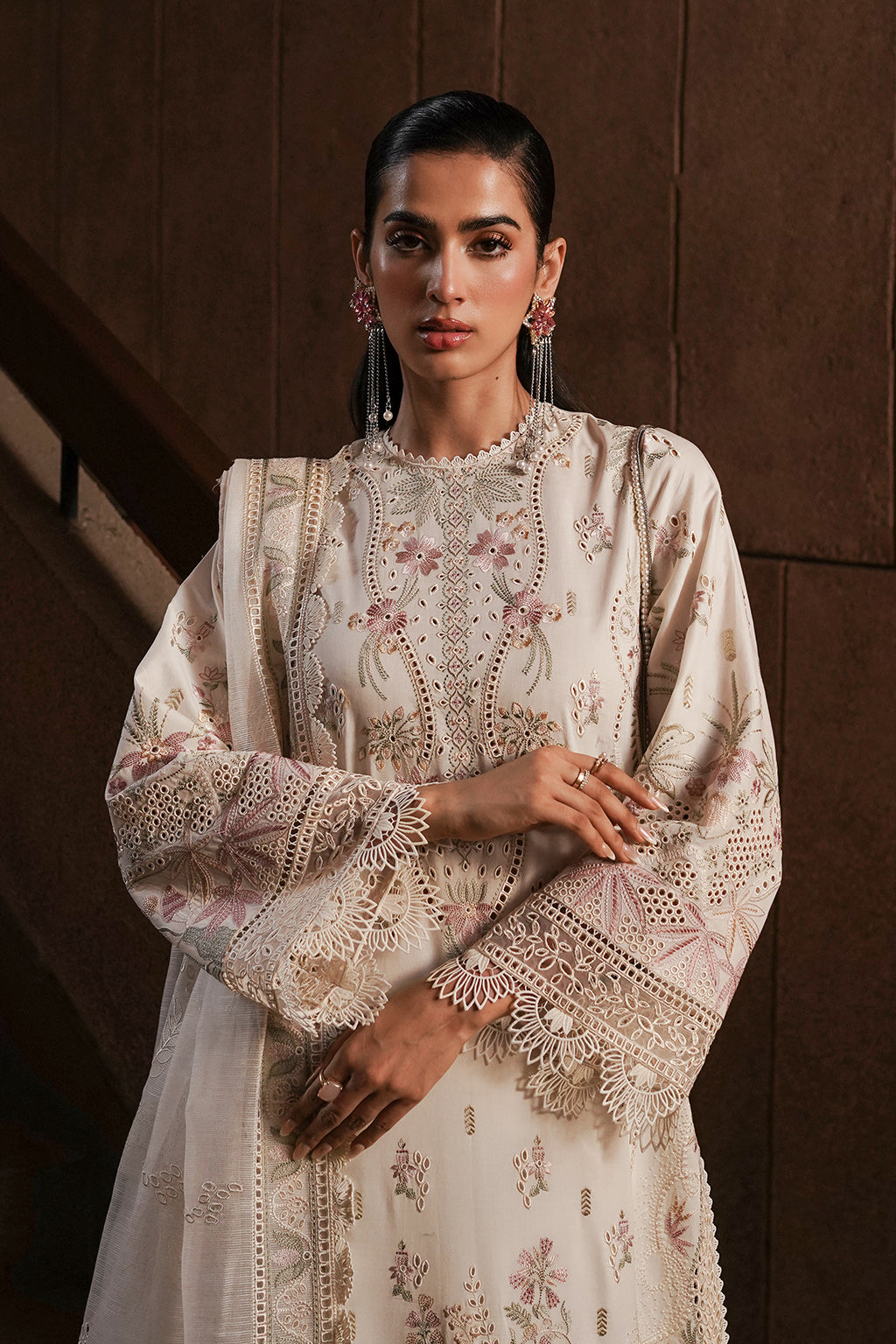 Afrozeh | Chikankari Lawn 24 | Gypsum by Designer Afrozeh - House of Maryam - Pakistani Designer Ethnic Wear in {{ shop.shopifyCountryName }}