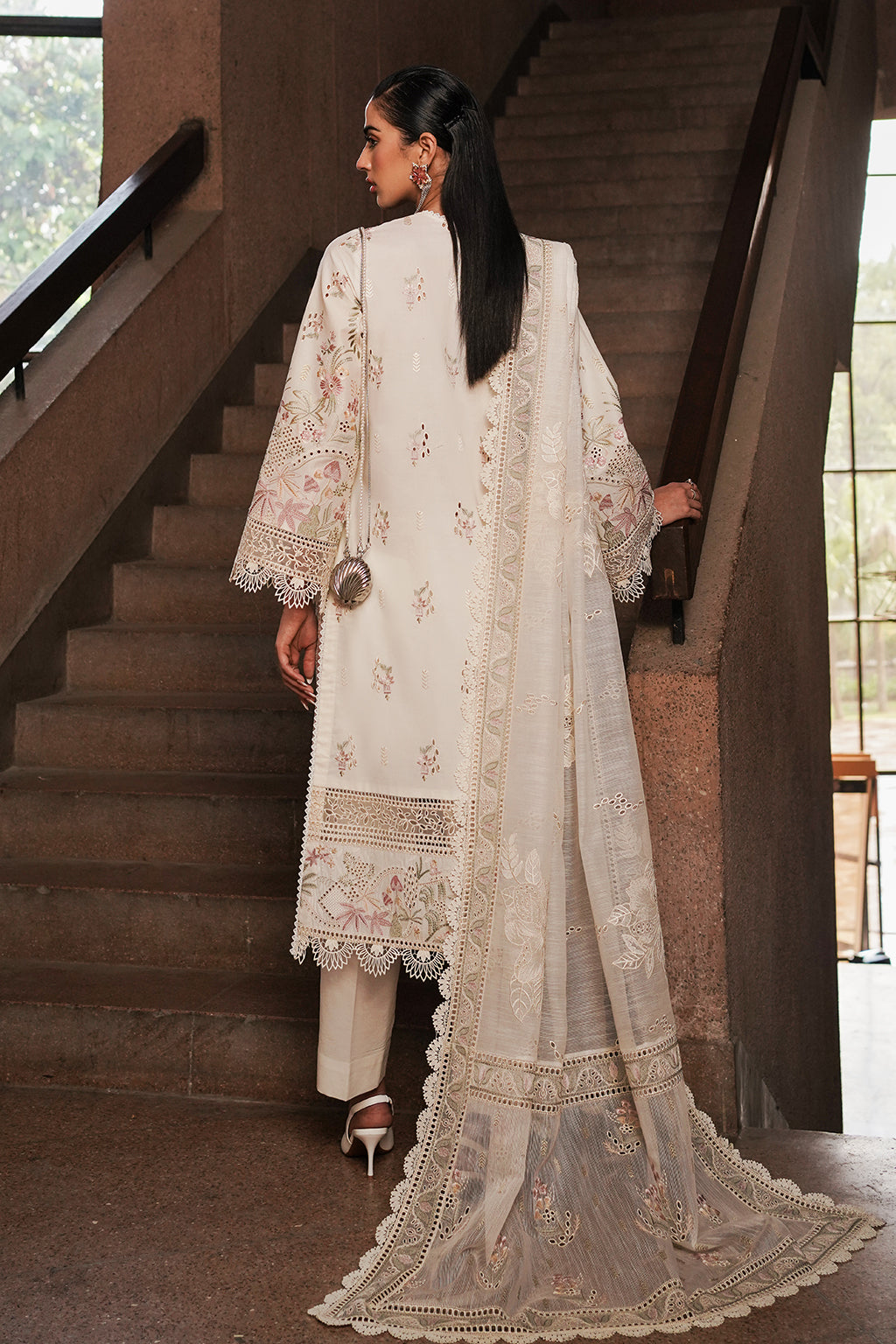 Afrozeh | Chikankari Lawn 24 | Gypsum by Designer Afrozeh - House of Maryam - Pakistani Designer Ethnic Wear in {{ shop.shopifyCountryName }}