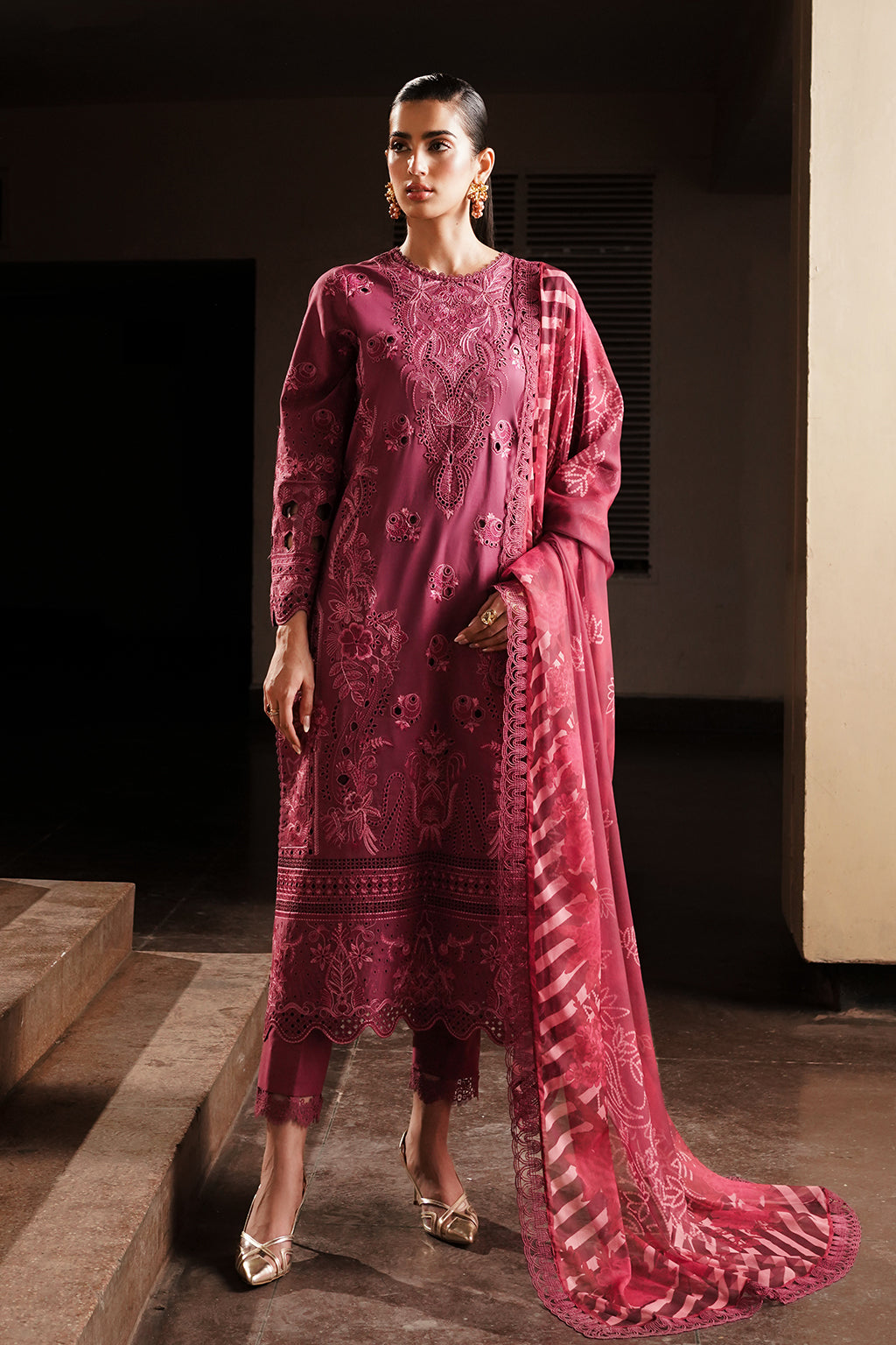 Afrozeh | Chikankari Lawn 24 | Cordovan by Designer Afrozeh - House of Maryam - Pakistani Designer Ethnic Wear in {{ shop.shopifyCountryName }}