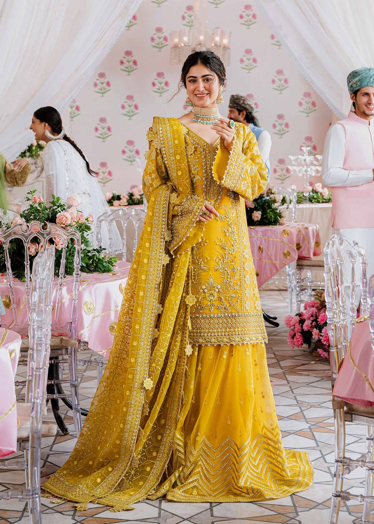 Akbar Aslam Meena organza shirt and lehenga