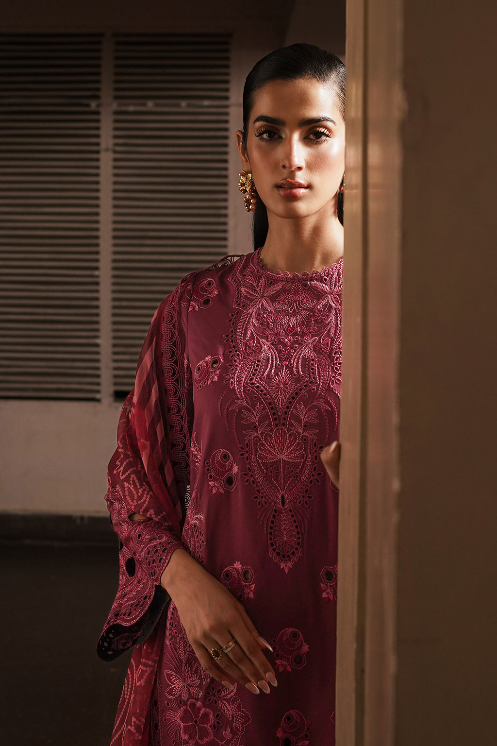 Afrozeh | Chikankari Lawn 24 | Cordovan -  Afrozeh Luxury - Original Designer Dress - House of Maryam