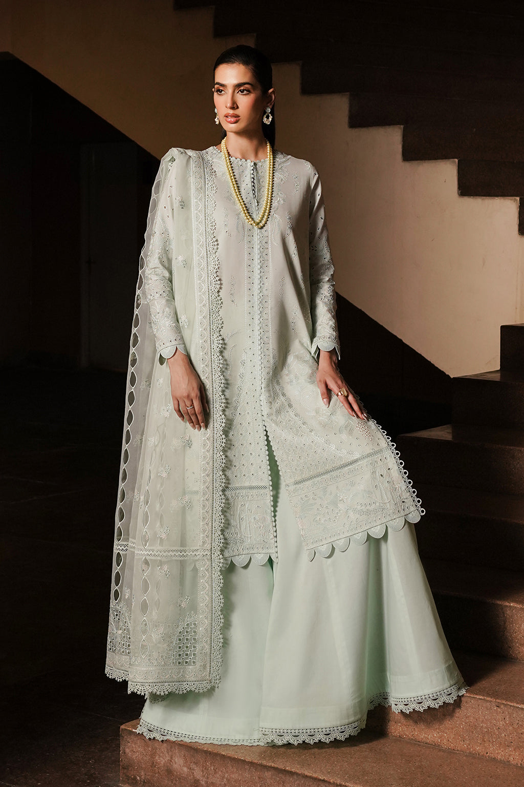 Afrozeh | Chikankari Lawn 24 | Celadon -  Afrozeh Luxury - Original Designer Dress - House of Maryam