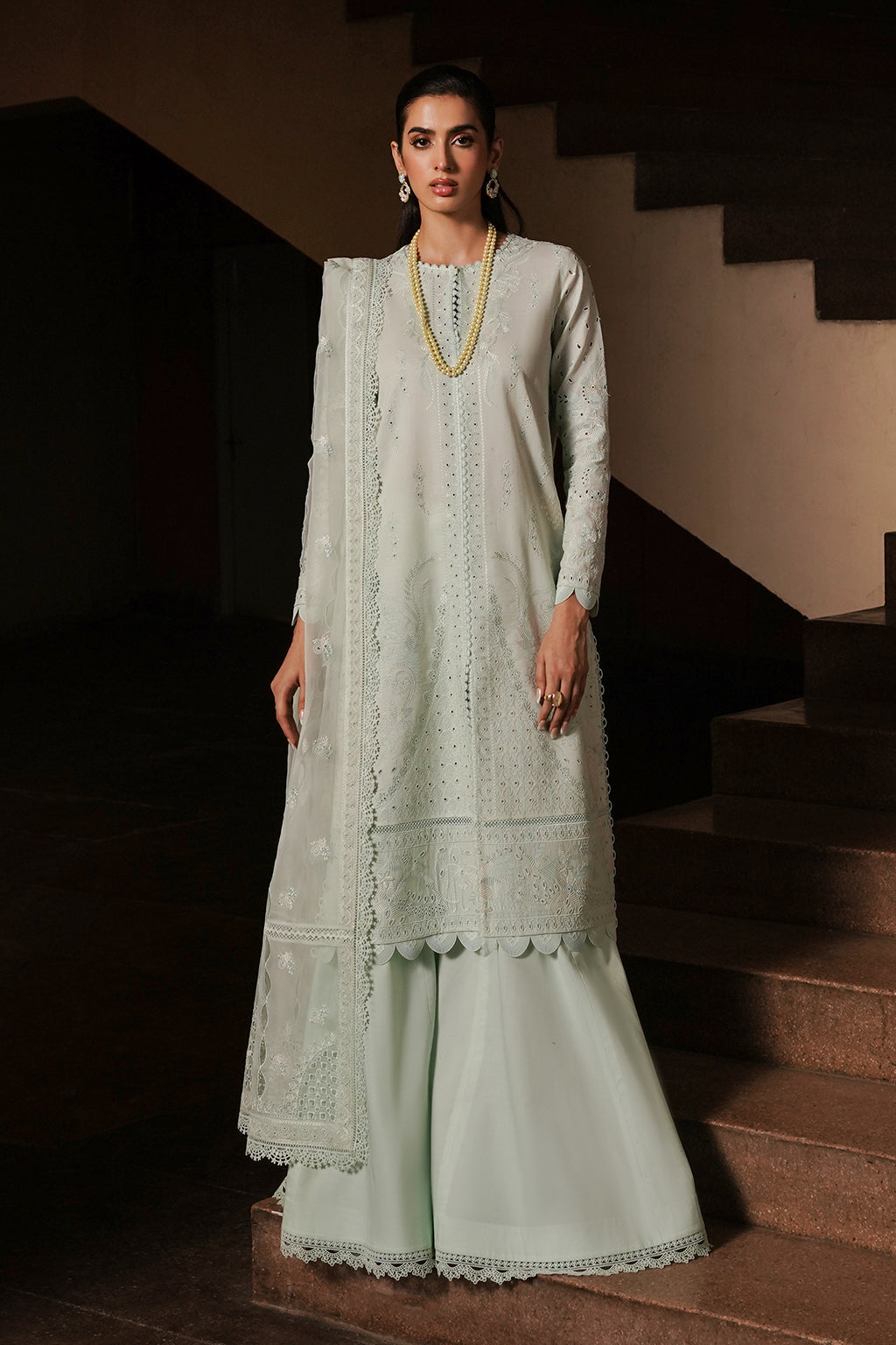 Afrozeh | Chikankari Lawn 24 | Celadon by Designer Afrozeh - House of Maryam - Pakistani Designer Ethnic Wear in {{ shop.shopifyCountryName }}