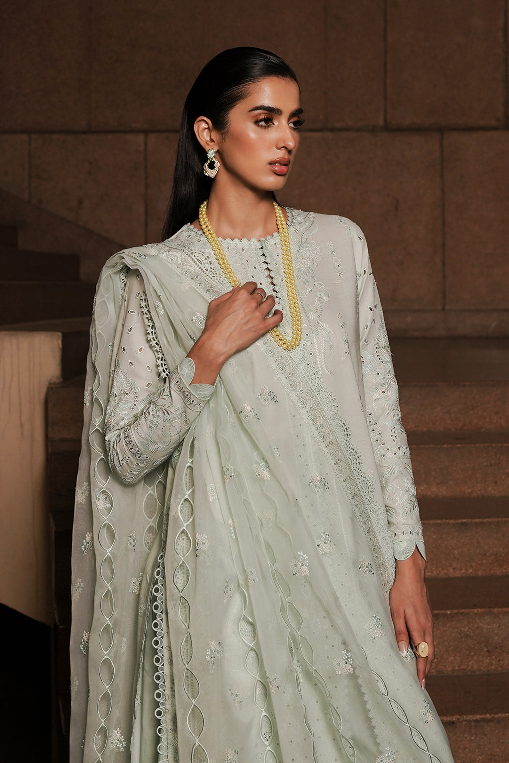 Afrozeh | Chikankari Lawn 24 | Celadon -  Afrozeh Luxury - Original Designer Dress - House of Maryam