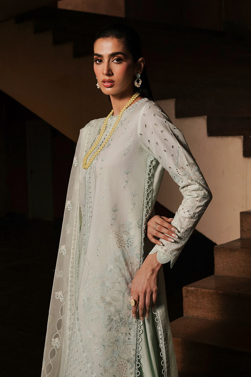Afrozeh | Chikankari Lawn 24 | Celadon -  Afrozeh Luxury - Original Designer Dress - House of Maryam