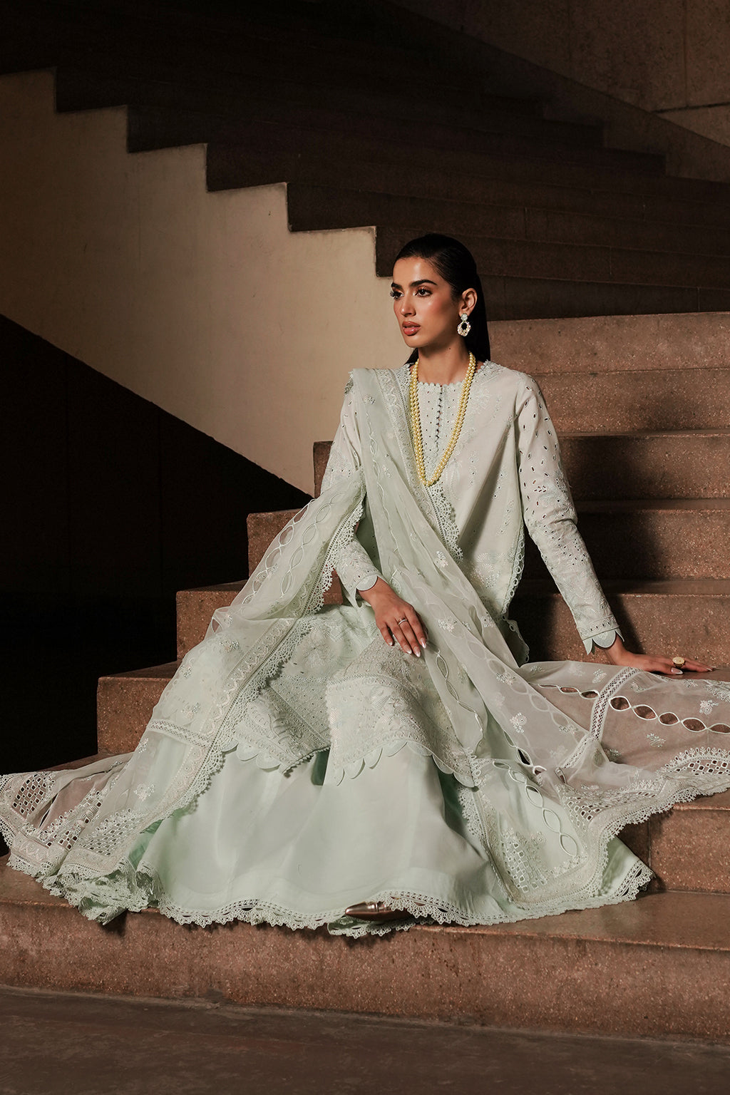 Afrozeh | Chikankari Lawn 24 | Celadon -  Afrozeh Luxury - Original Designer Dress - House of Maryam
