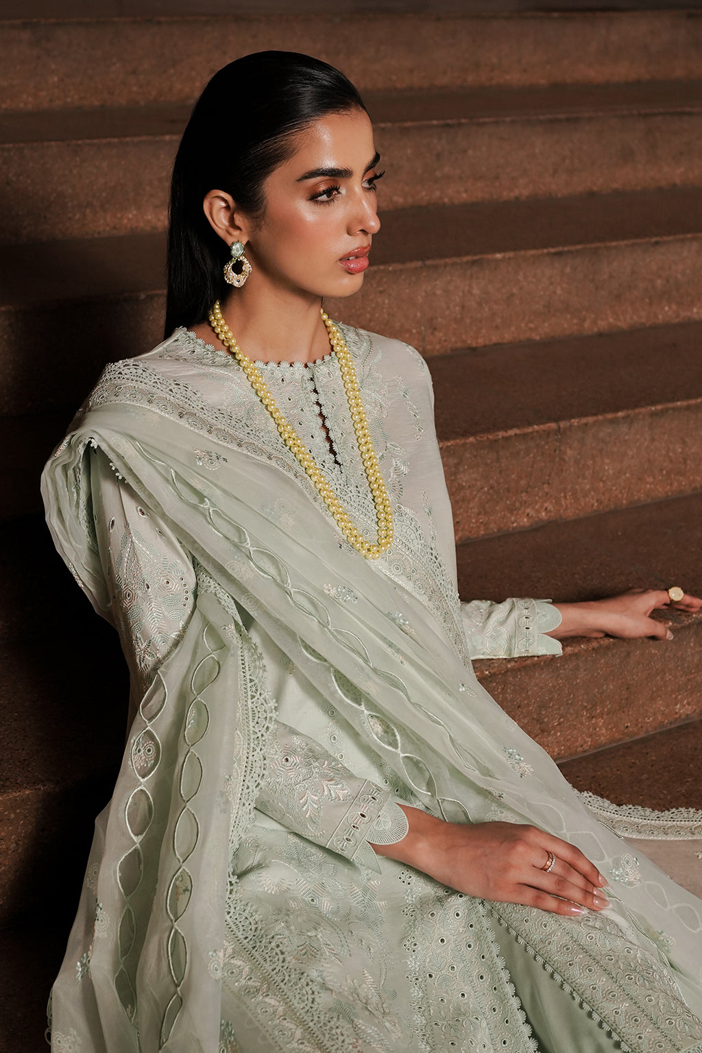 Afrozeh | Chikankari Lawn 24 | Celadon -  Afrozeh Luxury - Original Designer Dress - House of Maryam
