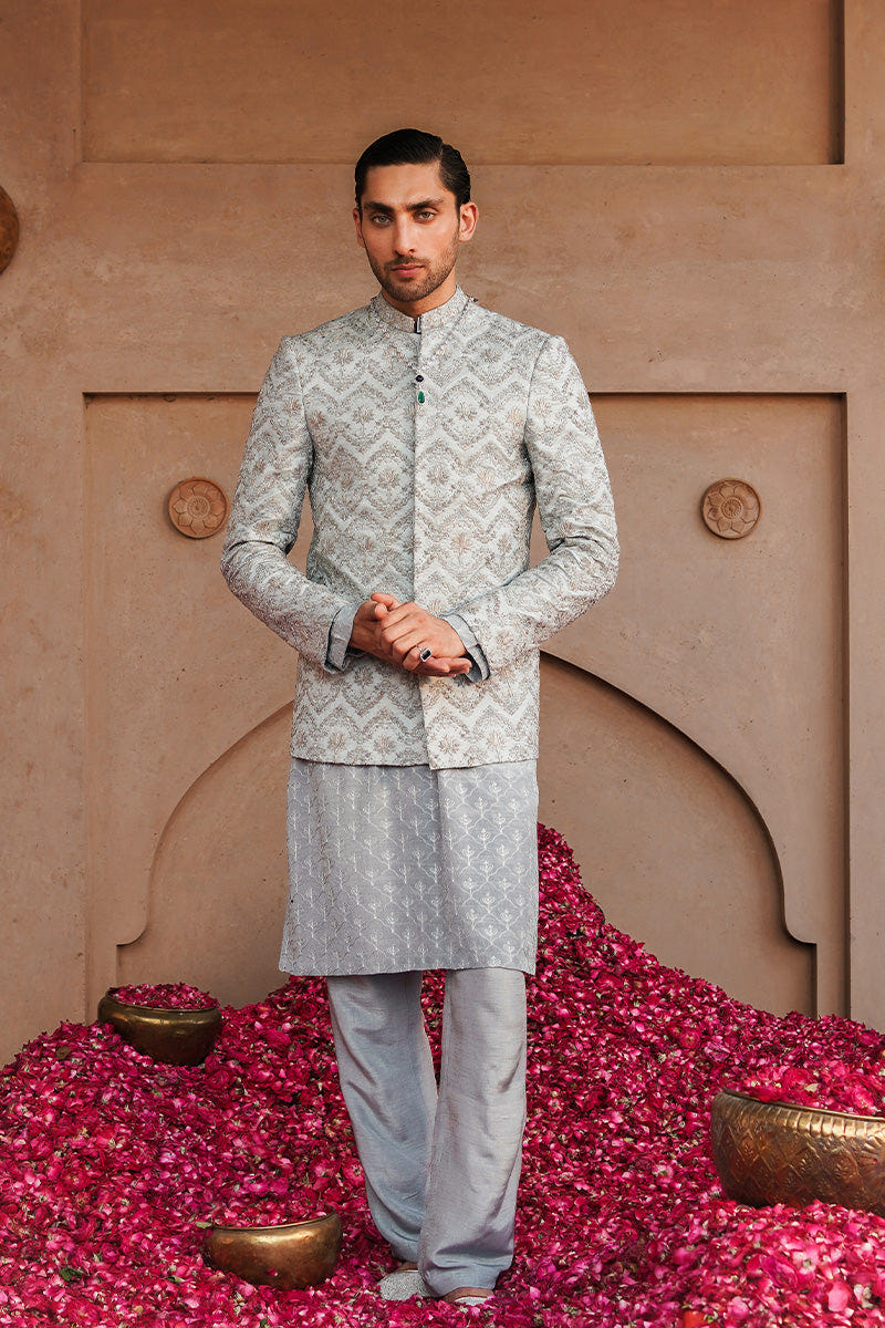 Republic By Omar Farooq | Bandhgala Suit | "Mohsin" Bandhgala Jacket -  Republic by Omar Farooq Bandhgala Suit - Original Designer Dress - House of Maryam