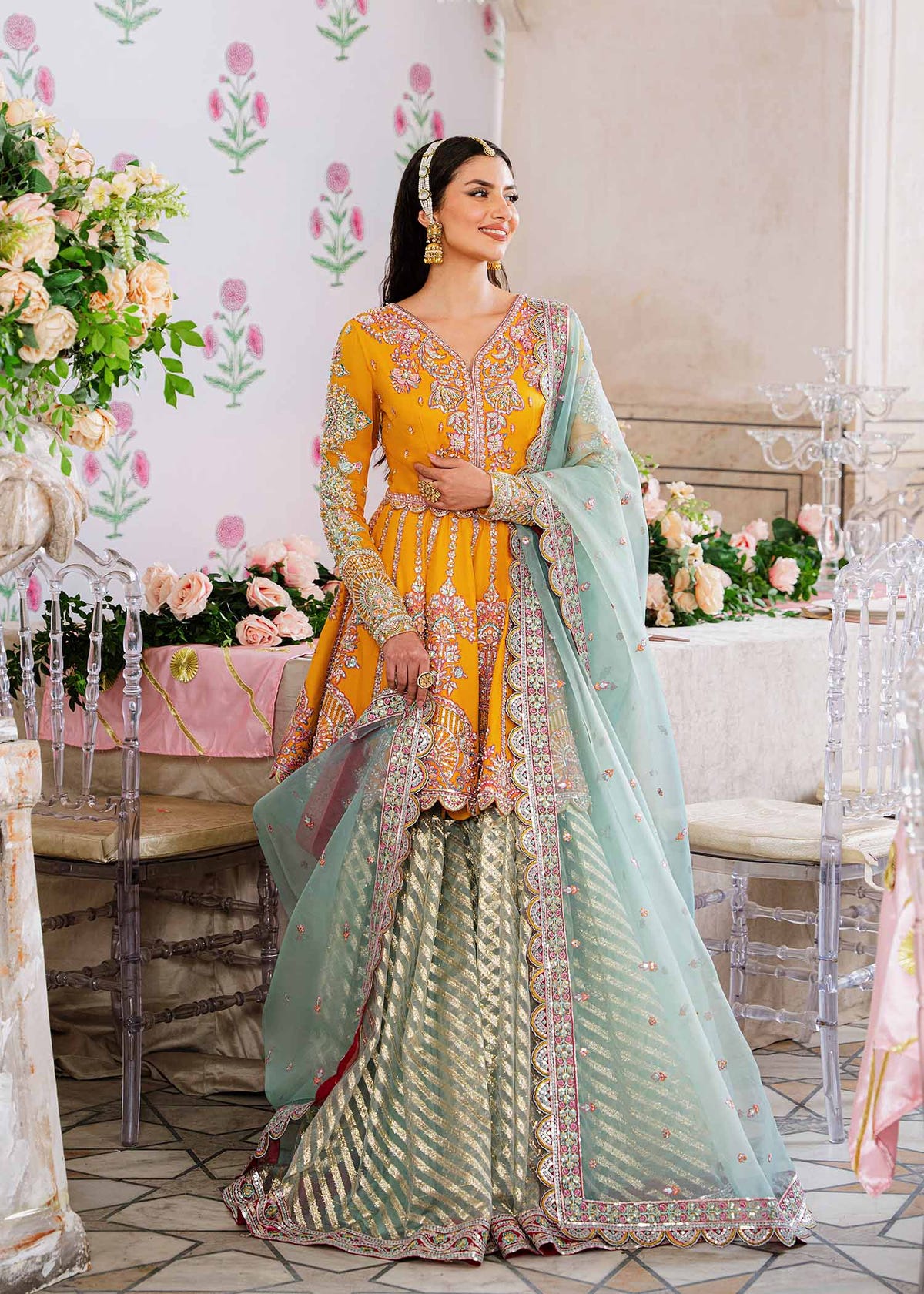 Akbar Aslam Dilaab Dress net peplum and gharara
