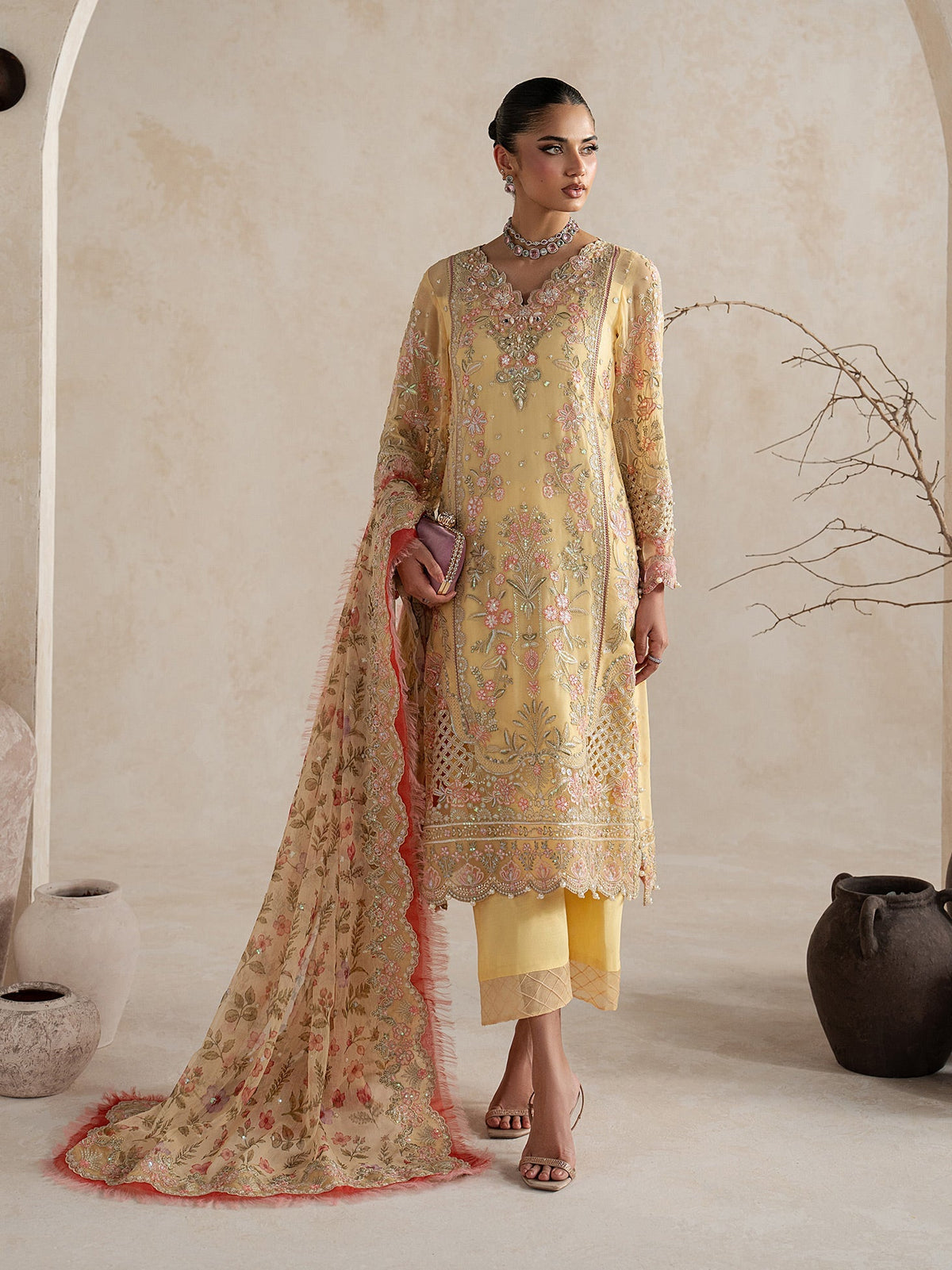 Gulaal | Inaaya Embroidered Chiffon 26 |Roselle, image 3