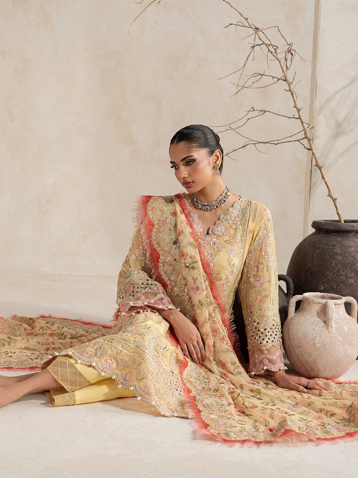 Gulaal | Inaaya Embroidered Chiffon 26 |Roselle, image 7