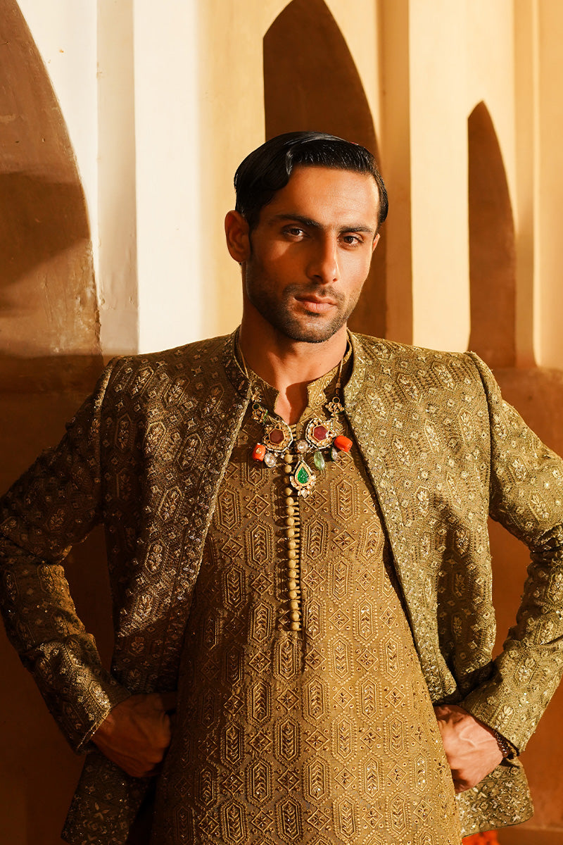 Republic By Omar Farooq | Bandhgala Suit | "Yahya" Bandhgala Jacket -  Republic by Omar Farooq Bandhgala Suit - Original Designer Dress - House of Maryam
