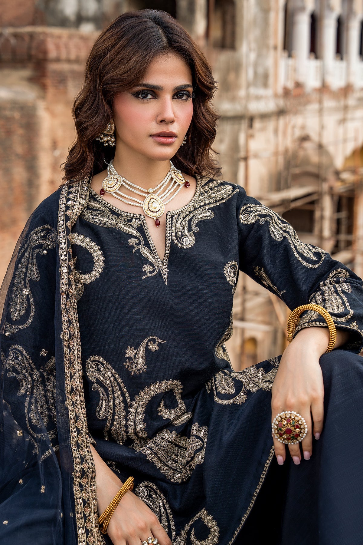 Charizma | Festive Pret | 3-PC Embroidered Raw Silk CMA-6-411, image 2