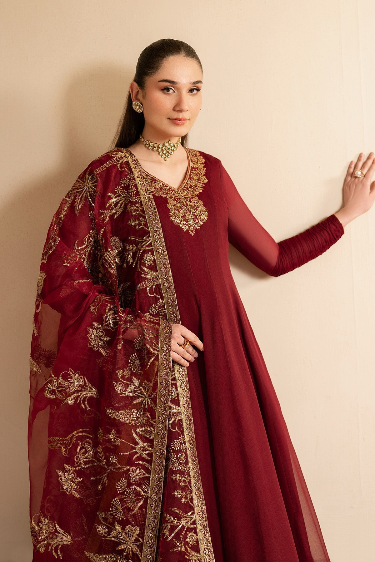 Alizeh | Ready to wear | Maroon Dress 3 piece - RTW1024, image 4