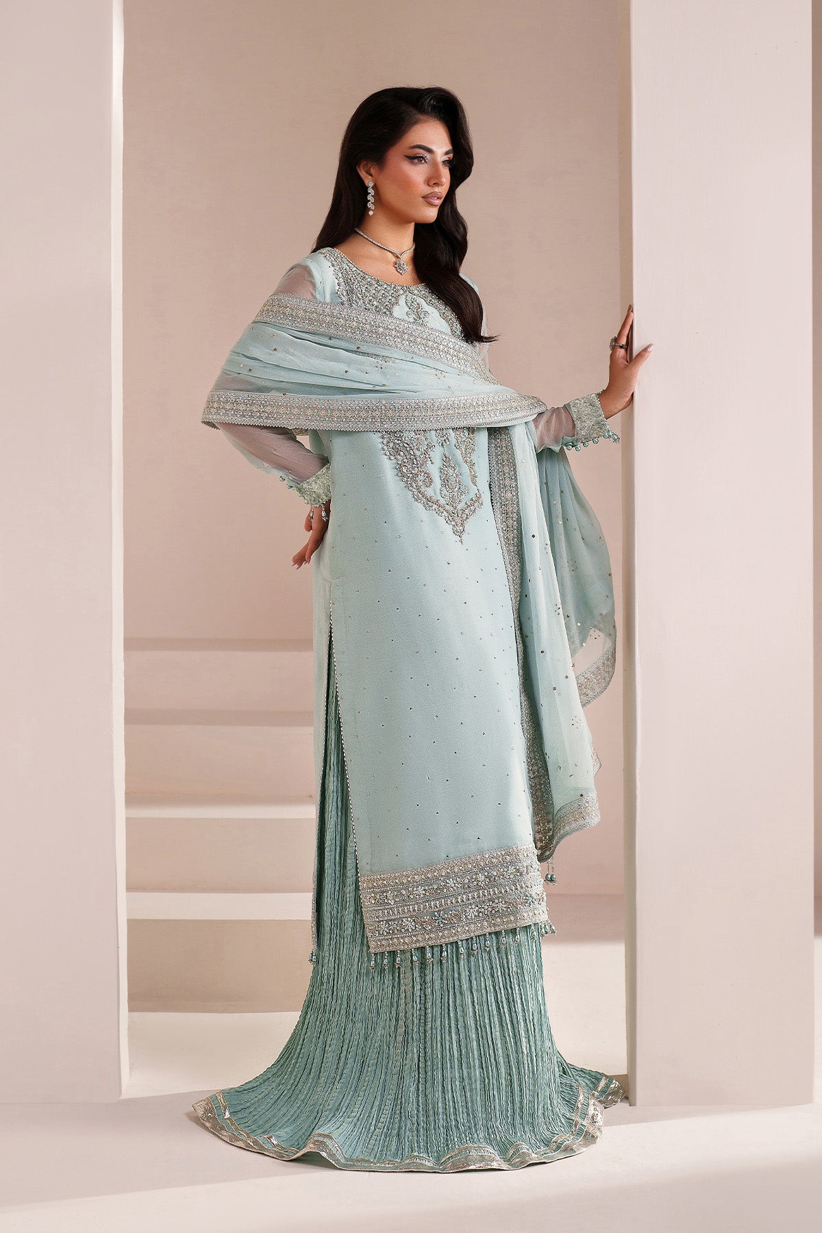 Alizeh | Aymal Handcrafted Luxury Formals | AF-BHM-4063-Azure-5