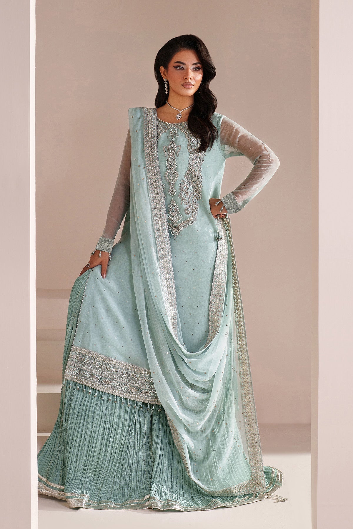 Alizeh | Aymal Handcrafted Luxury Formals | AF-BHM-4063-Azure-6