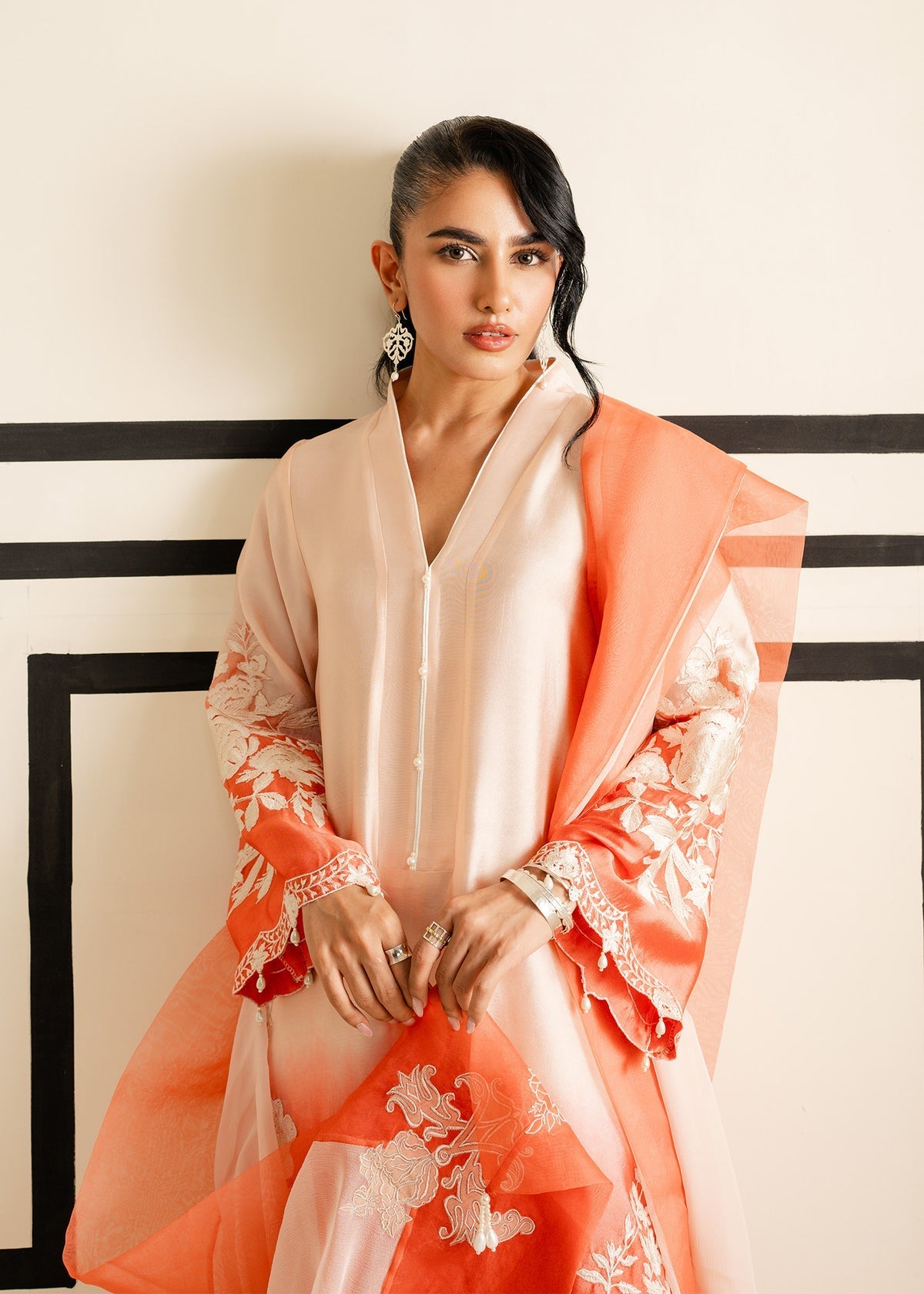 Mahgul | Nooreh Luxe | Ombré Coral -  Mahgul Ladies Clothes - Original Designer Dress - House of Maryam