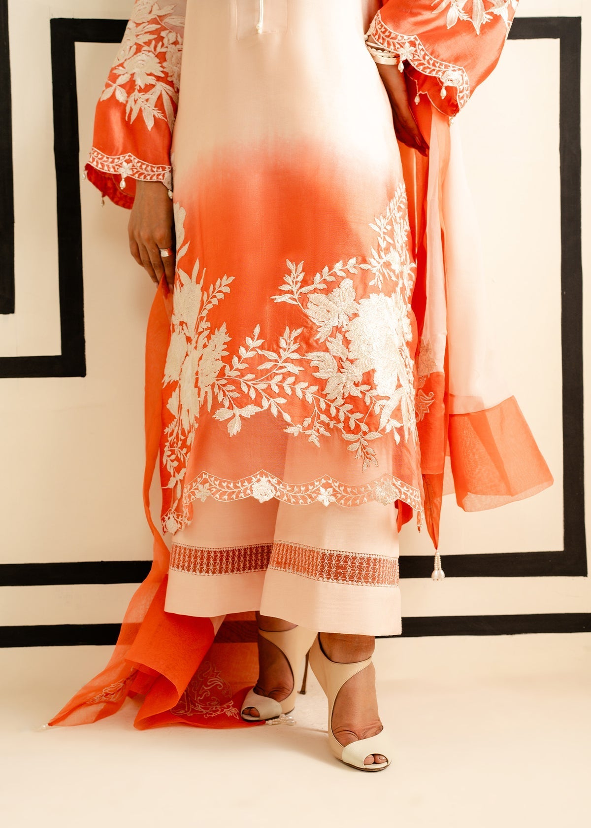 Mahgul | Nooreh Luxe | Ombré Coral -  Mahgul Ladies Clothes - Original Designer Dress - House of Maryam