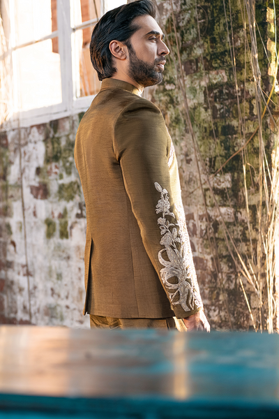 Republic By Omar Farooq | Luxury Rtw | Brown Embroidered Prince Coat -  Republic by Omar Farooq Luxury RTW - Original Designer Dress - House of Maryam