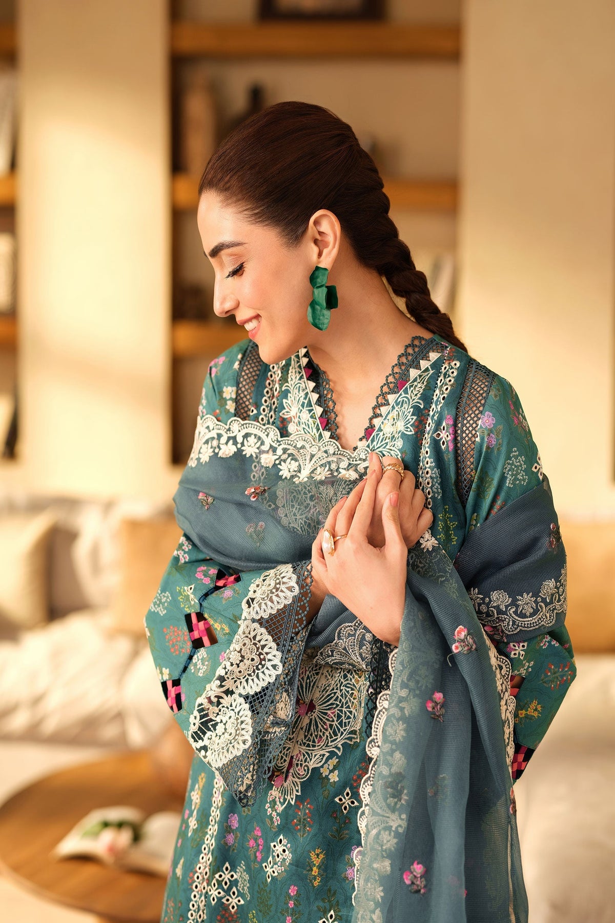Maryam Hussain | Luxury Lawn 25 | Seashell -  Maryam Hussain Ladies Clothes - Original Designer Dress - House of Maryam