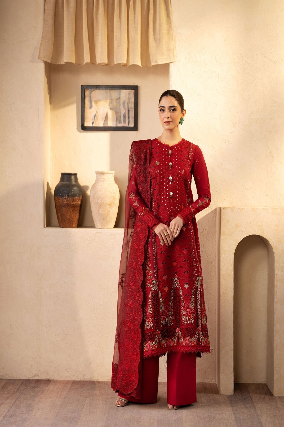 Maryam Hussain | Luxury Lawn 25 | Berry -  Maryam Hussain Ladies Clothes - Original Designer Dress - House of Maryam