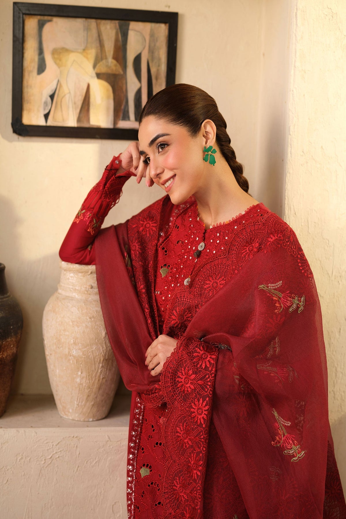 Maryam Hussain | Luxury Lawn 25 | Berry -  Maryam Hussain Ladies Clothes - Original Designer Dress - House of Maryam