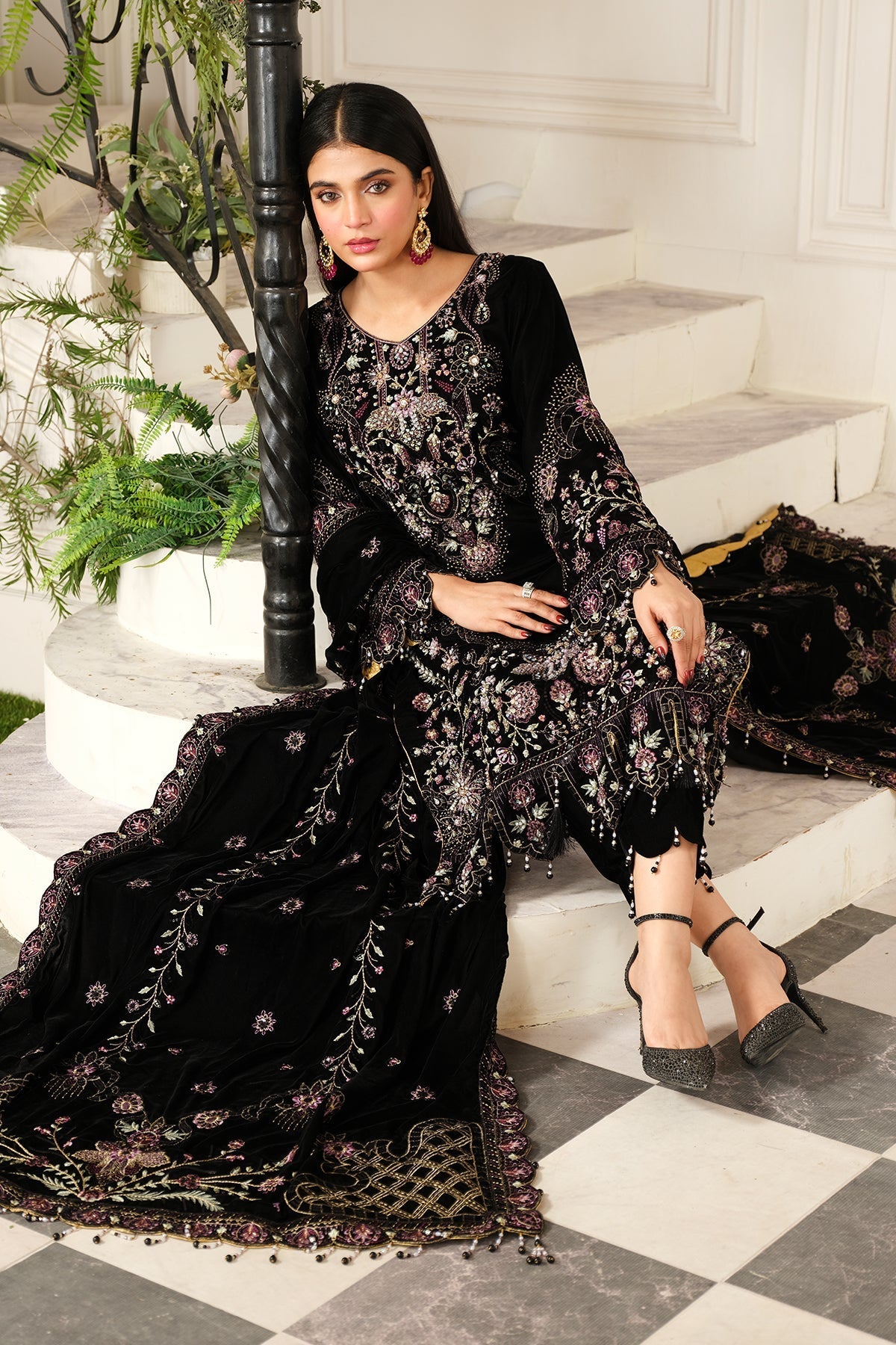 Raeesa Premium | Sheen Luxury Velvet | Noir -  Raeesa Premium Ladies Clothes -  House of Maryam