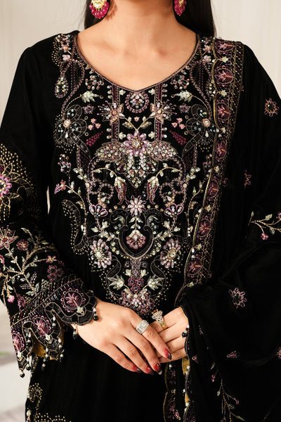 Raeesa Premium | Sheen Luxury Velvet | Noir -  Raeesa Premium Ladies Clothes - Original Designer Dress - House of Maryam