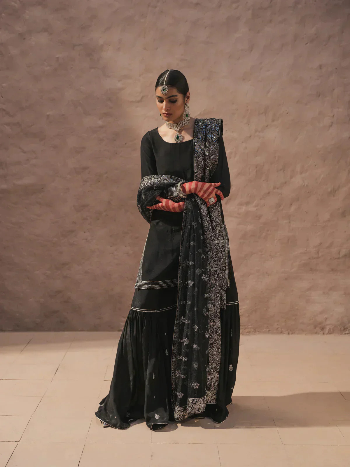Erum Khan | Shab Siyah 23 | Aaina -  Erum Khan Formal - Original Designer Dress - House of Maryam
