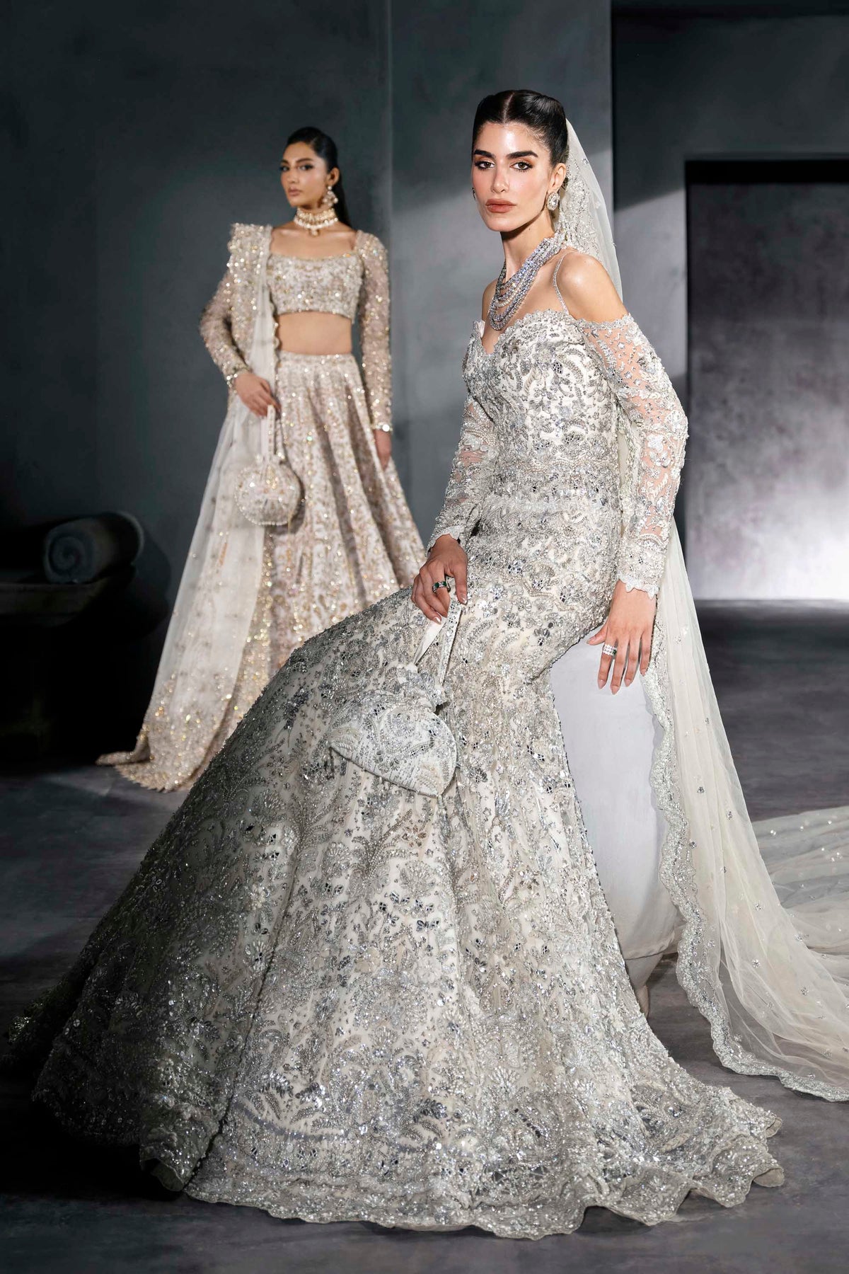 Akbar Aslam Mirella ice silver bridal lehenga, photo 6