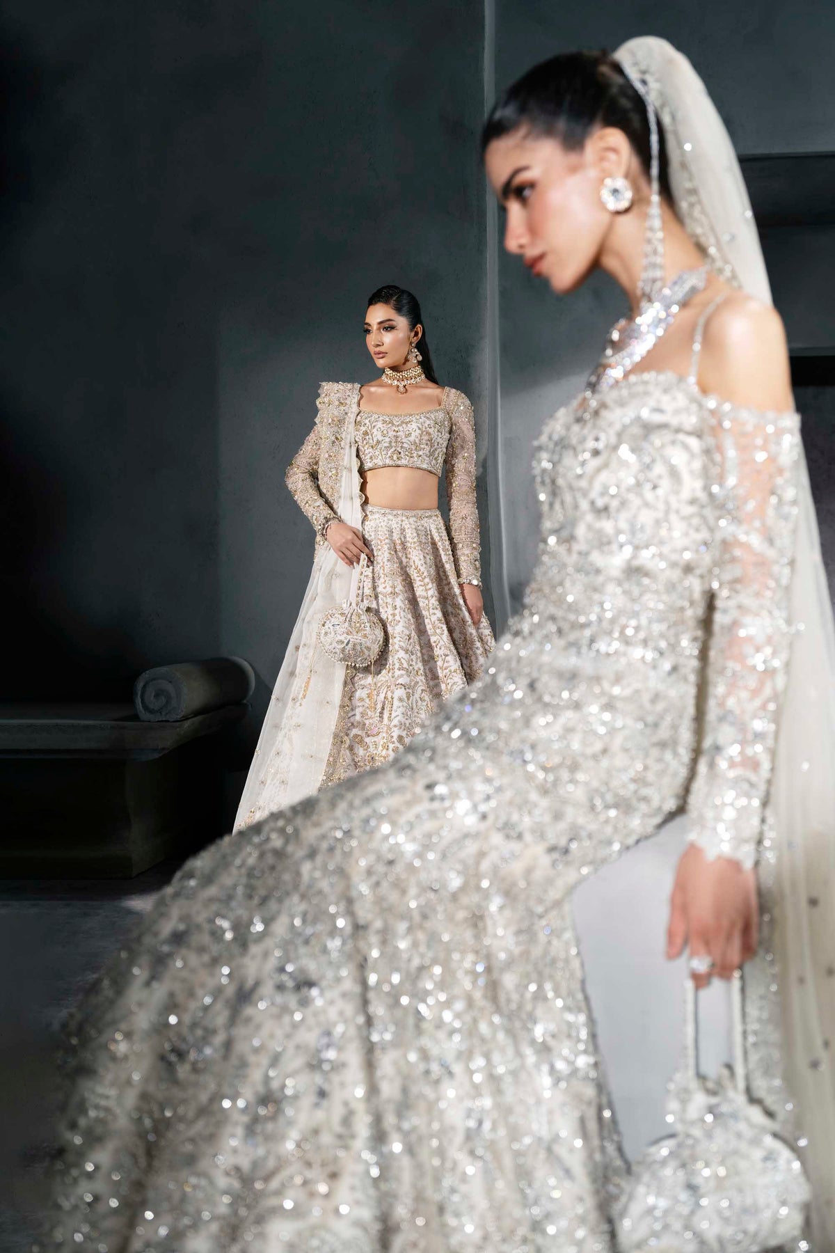 Akbar Aslam Mirella ice silver bridal lehenga, photo 7