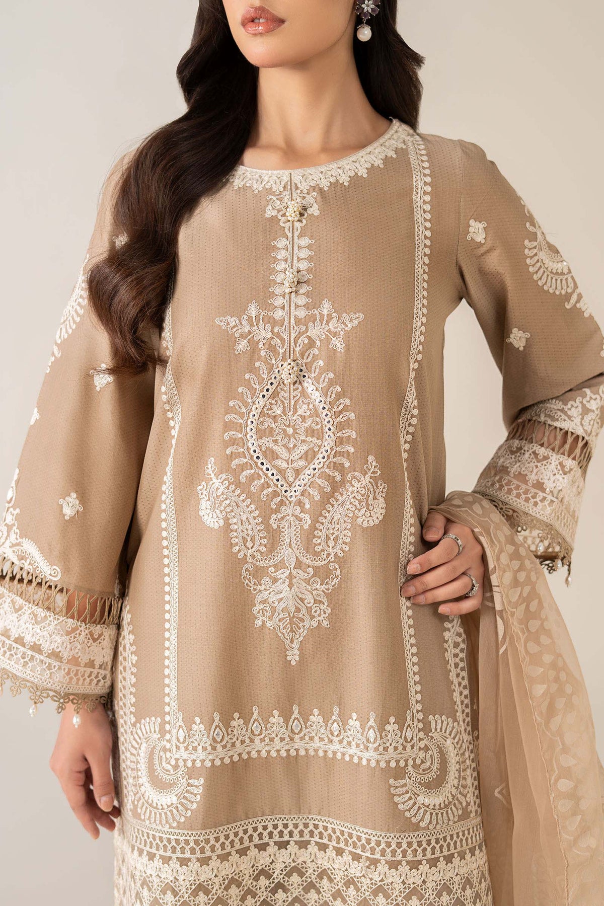 Maria B | Luxury Winter Pret 25 | DW-EA23-26R1-Coffee, image 3
