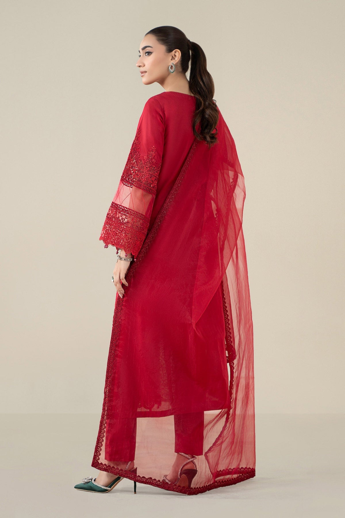 Maria B | Pre Fall Dresses | 3 Piece Embroidered Lawn Suit Red, image 2